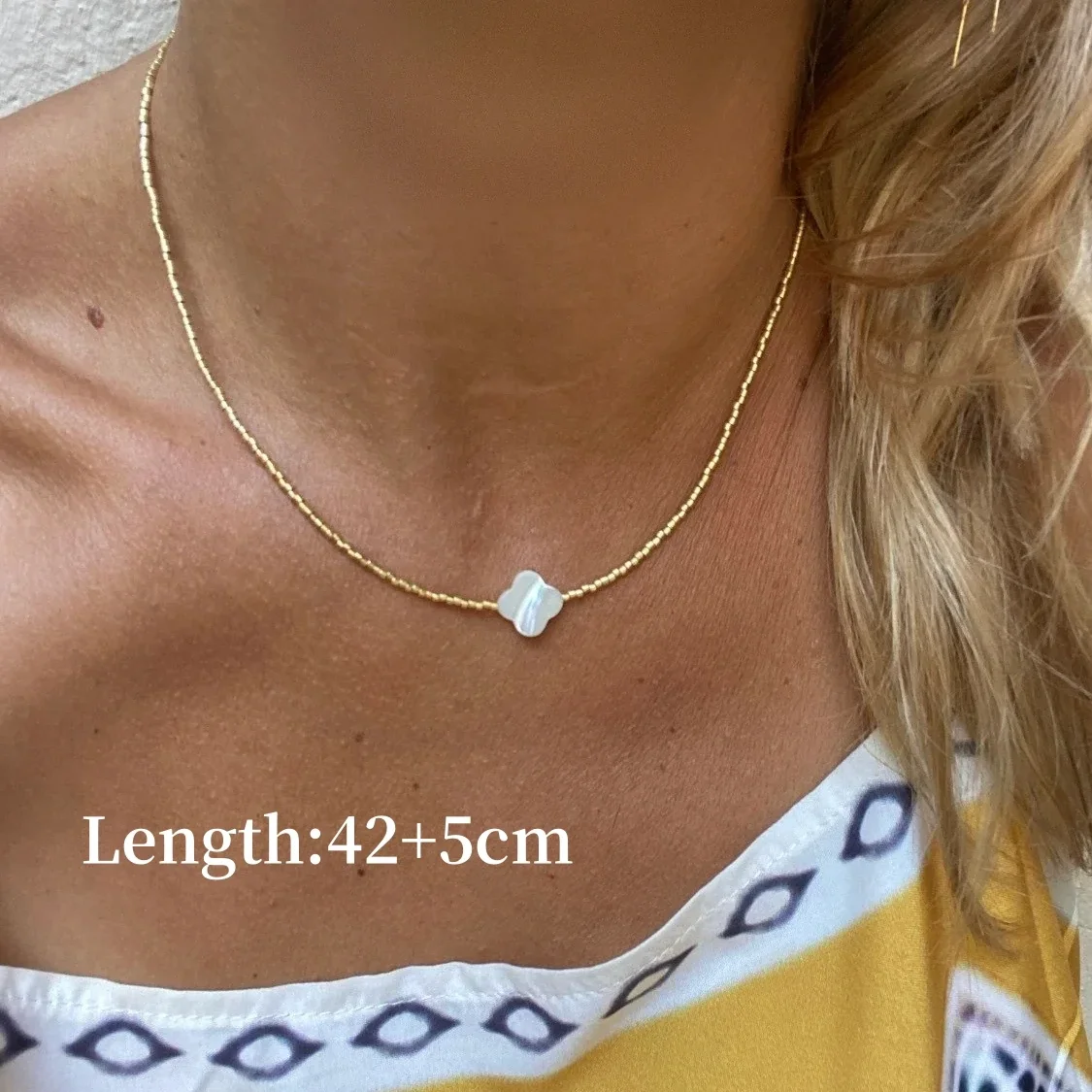CCGOOD Miyuki Beaded Necklace for Women Shell Flower Choker Adjustable Boho Beach Minimalist Wedding Jewelry Gift for Her