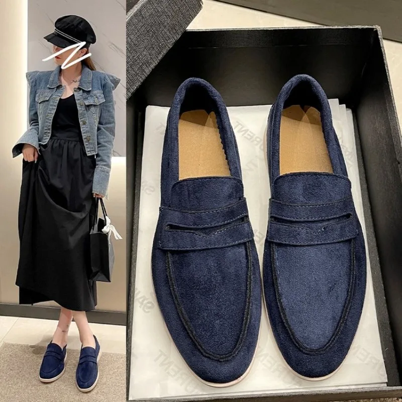 Women Loafers  Spring Slip on Woman Designer  Them Flat Shoes British Style Retro Breathable Mules Comfortable Flat Shoes 2024