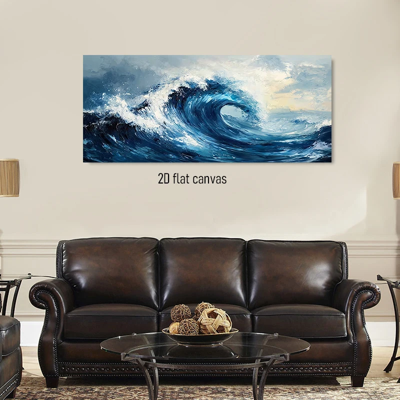 1pc (No frame),1 stunning ocean wave oil painting, home decoration painting, frameless painting, 2D flat