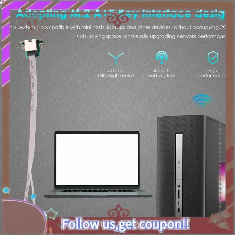 بطاقة واجهة الشبكة ABBG-M.2 A+E KEY، 5 جيجابت في الثانية جيجابت RJ45 إيثرنت، RTL8126، لتمهيد PXE بدون أقراص، متوافقة مع نظام التشغيل Windows 10/8/7