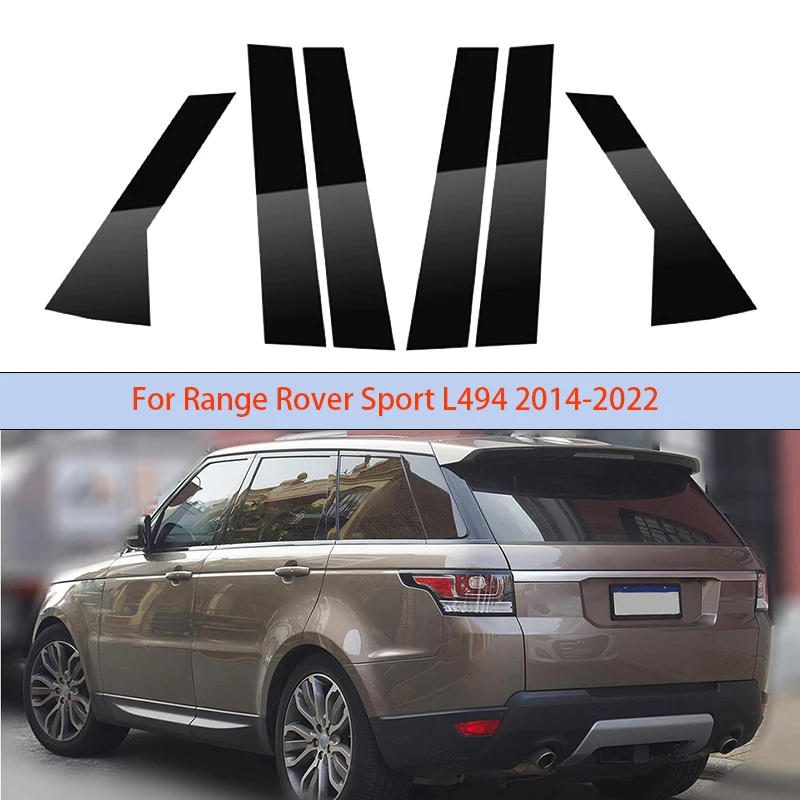 6Pcs Glossy Black Window Door Column B C Pillar Post Cover Trim For Range Rover Sport L494 2014-2022 Decoration Stickers Styling