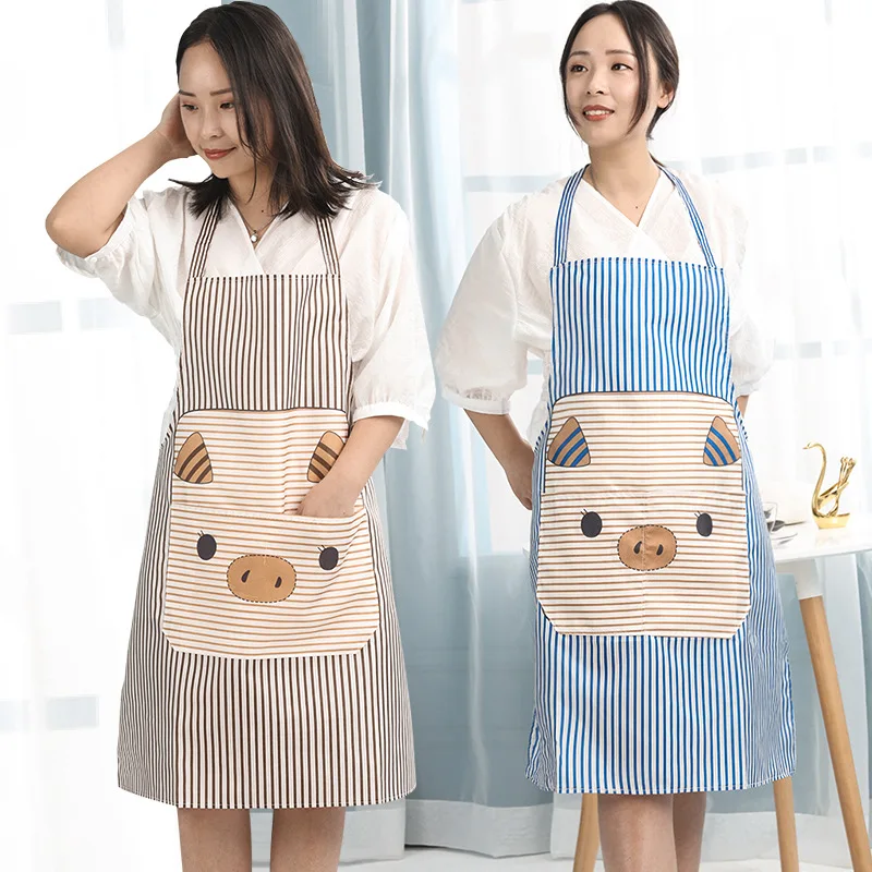 Cute Korean Cartoon Pig Apron: Sleeveless Neck-hanging Style, Stain-resistant for Kitchen, Perfect for Cooking & Photography