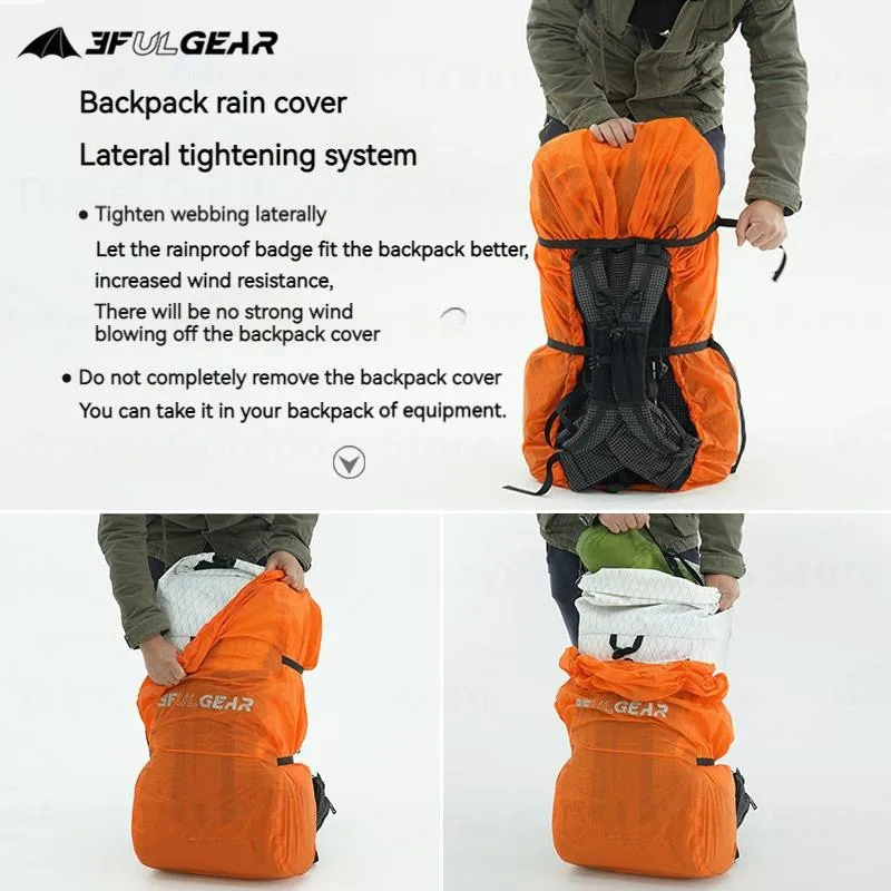 3FUL GEAR Rain Cover Backpack 20-85L Reflective Waterproof Bag Camping Hiking Climbing Dust Raincover Outdoor Sport Night Cyclin