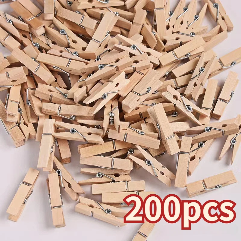 

200Pcs Mini 25mm Natural Wooden Clips Photo Clips Clothespin Clothes Folder Wedding Party Wooden Clip Clips Pegs Dropshipping