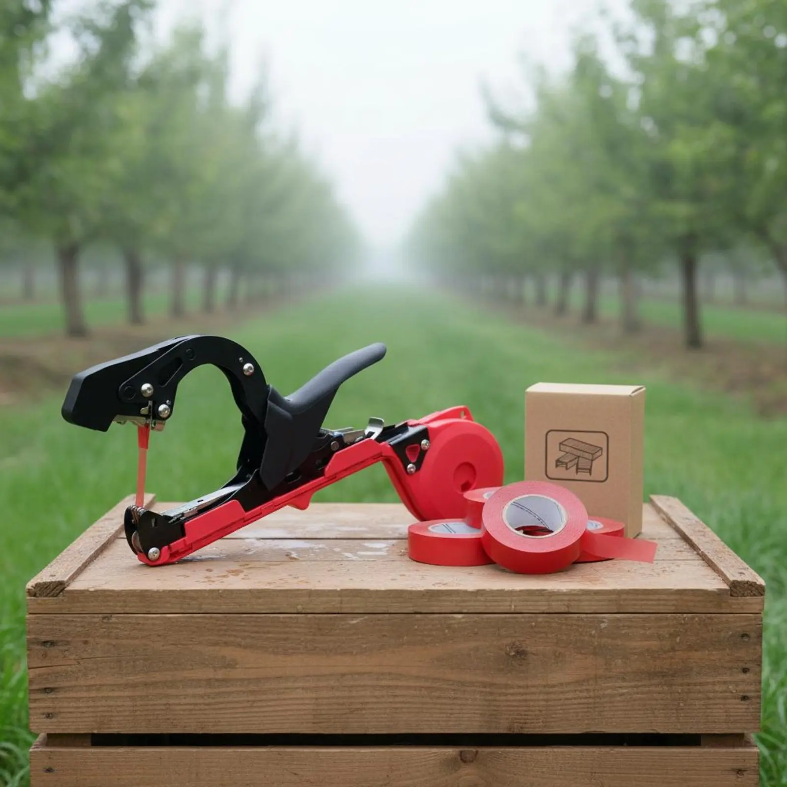 

Vine Tying Machine Red Plant Tapener Vine Branch Tying Tool Time-Saving Garden Binding Tool Easy to Use for Orchard, Nursery