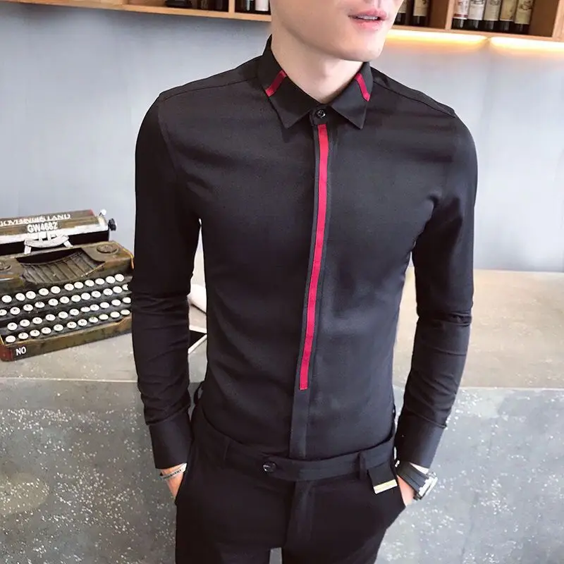 Spring Autumn New Fashion Turn-down Collar Long Sleeve Solid Color Blouse Men\'s Clothing Slim All-match Korean Trend Chic Shirts