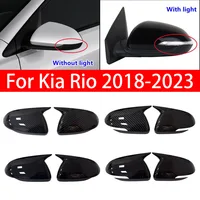 Para Kia Rio 2018-2023 pegatina de coche cubierta de espejo retrovisor lateral tapa de ala puerta Exterior funda de vista trasera embellecedor aspecto de fibra de carbono