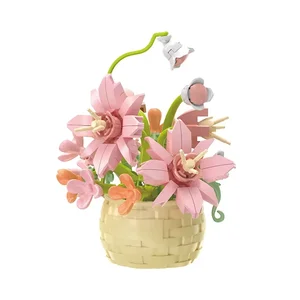 DIY MOC 화분에 장미 해바라기 식물 다육 식물 분재 나무 정원 낭만적 인 빌딩 블록 모델 벽돌 아이 세트 키트 장난감 소녀 8 최고의 판매 최상의 레고 세트 - №4