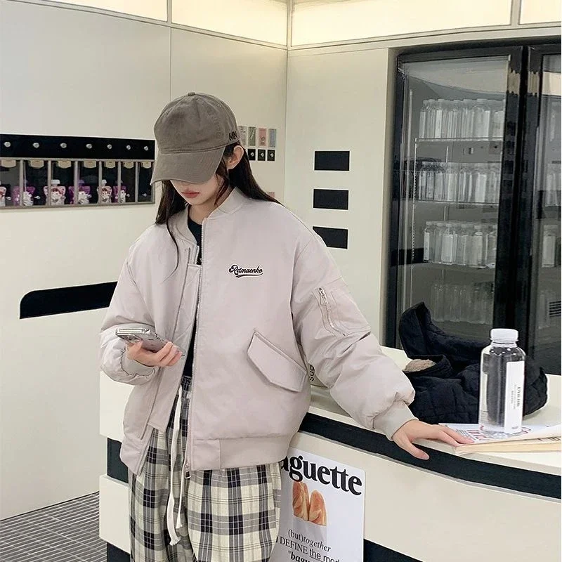 خارج الموسم التخليص الرجال النساء البيسبول سترة الشتاء سميكة معطف مبطن الولايات المتحدة نمط عمال سترة