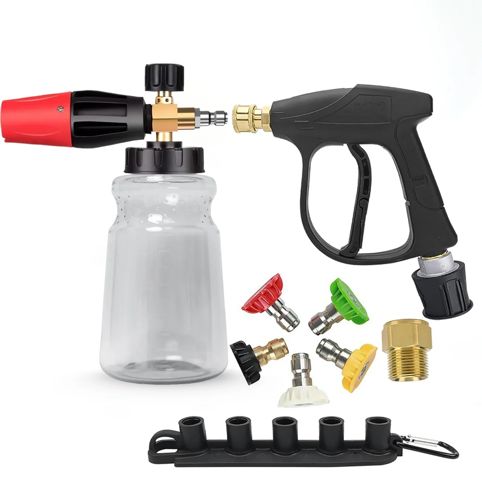 

4350PSI High-Pressure Washer Gun with 1L Foam Cannon + Quick Connector for Karcher/Bosch/Nilfisk/Parkside - Car/RV/Truck Cleanin