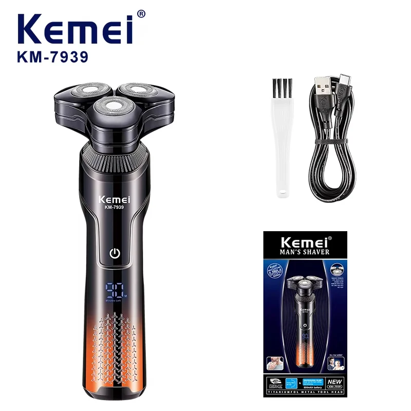 

KEMEI Km-7939 3 Heads Waterproof Men's Electric Shaver Portable Men's Beard Shaver Wet And Dry Shaving Machine Beard