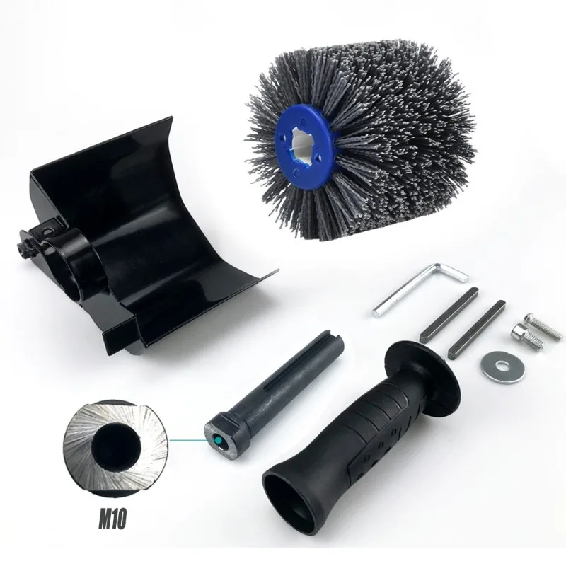 M10/M14 Wire Wheel & Nylon Drawing Wheel Set, Angle Grinder Polishing Attachment