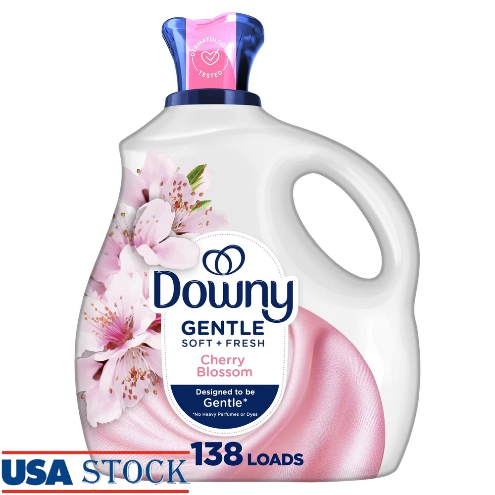 Suavizante de telas líquido suave, 93 fl oz, 138 cargas, suavidad, frescura, aroma de flor de cerezo, alta eficiencia, fácil de usar