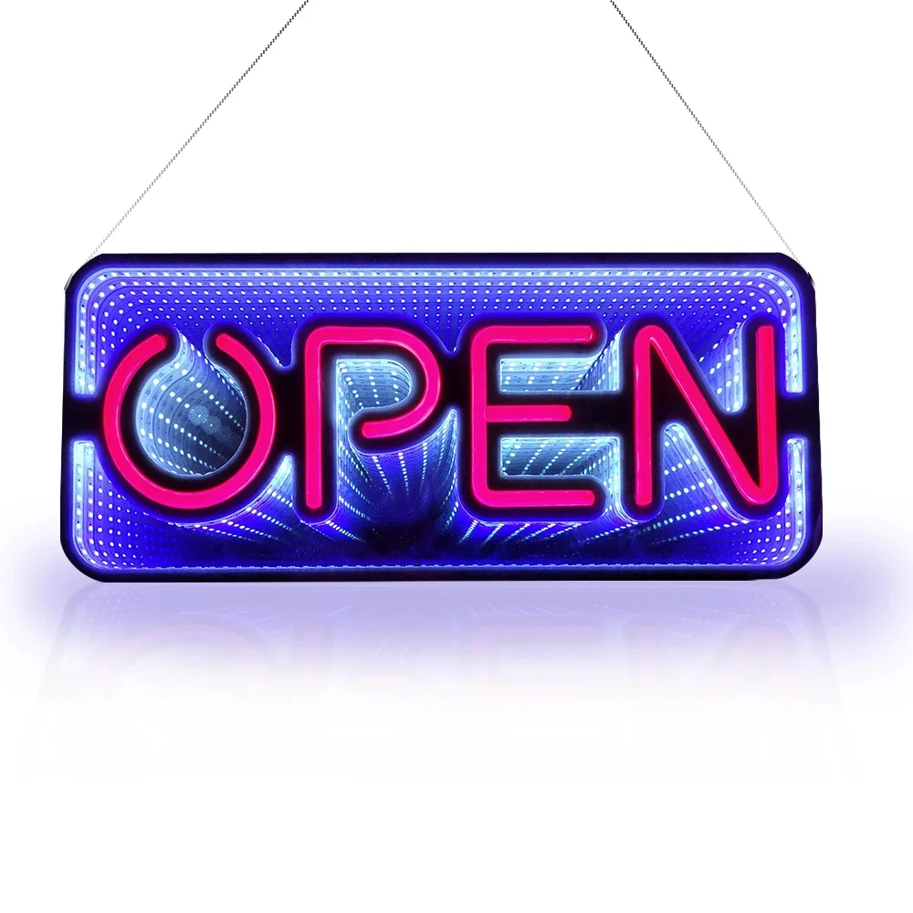 

3D LED Neon OPEN Sign Double Side Colorful Tunnel Light Sign for Bar Coffee Business Promotion Lights