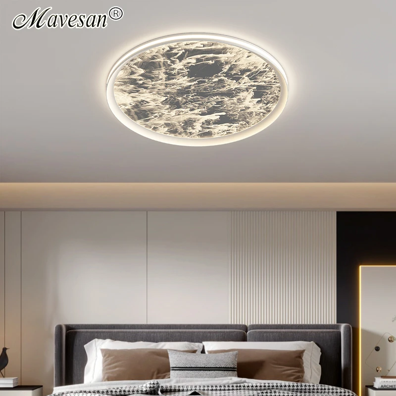 

Minimalist Bedroom Light 2024 New Ceiling Chandelier Eye Protection Light Creative Living Room Circular Cloud Mist Home Lamp