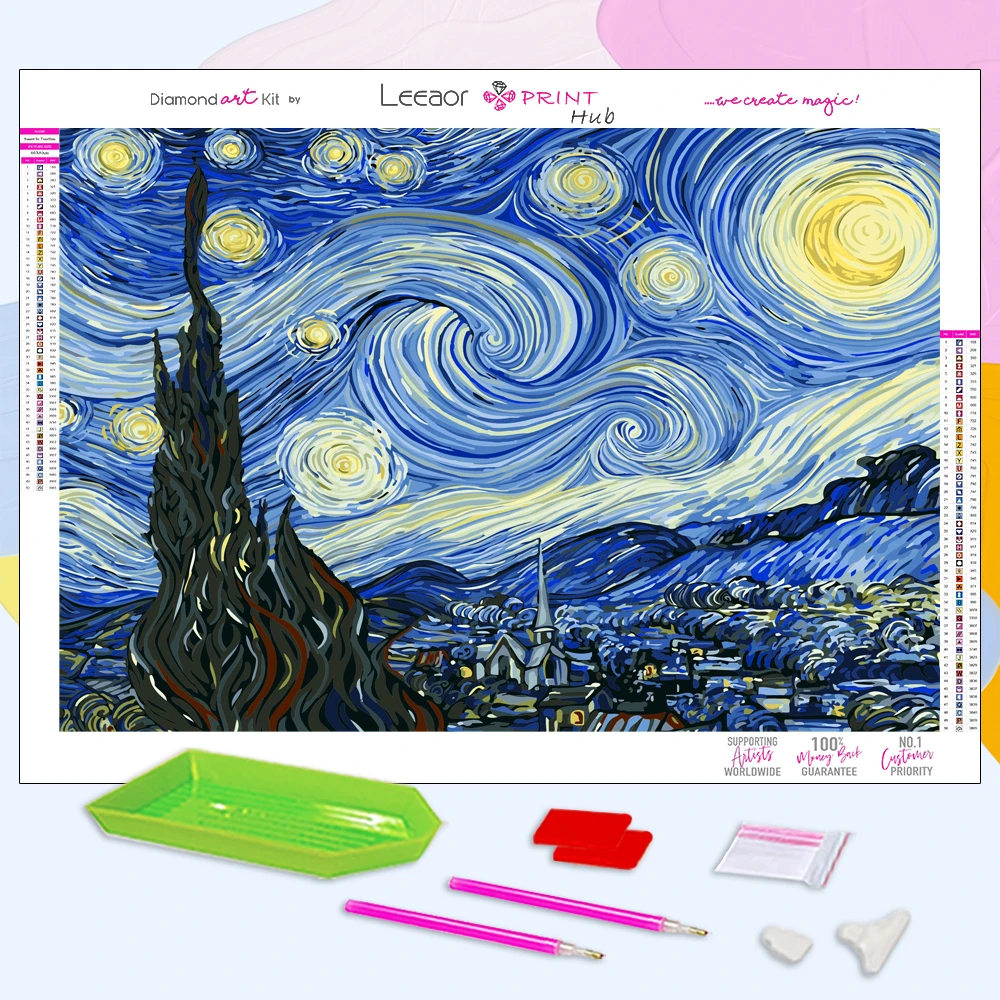 Landscape Diamond Painting Kits Van Gogh Starry Night Girl With Pearl Earring  Picture Mosaic Cross Stitch Embroidery Home Decor