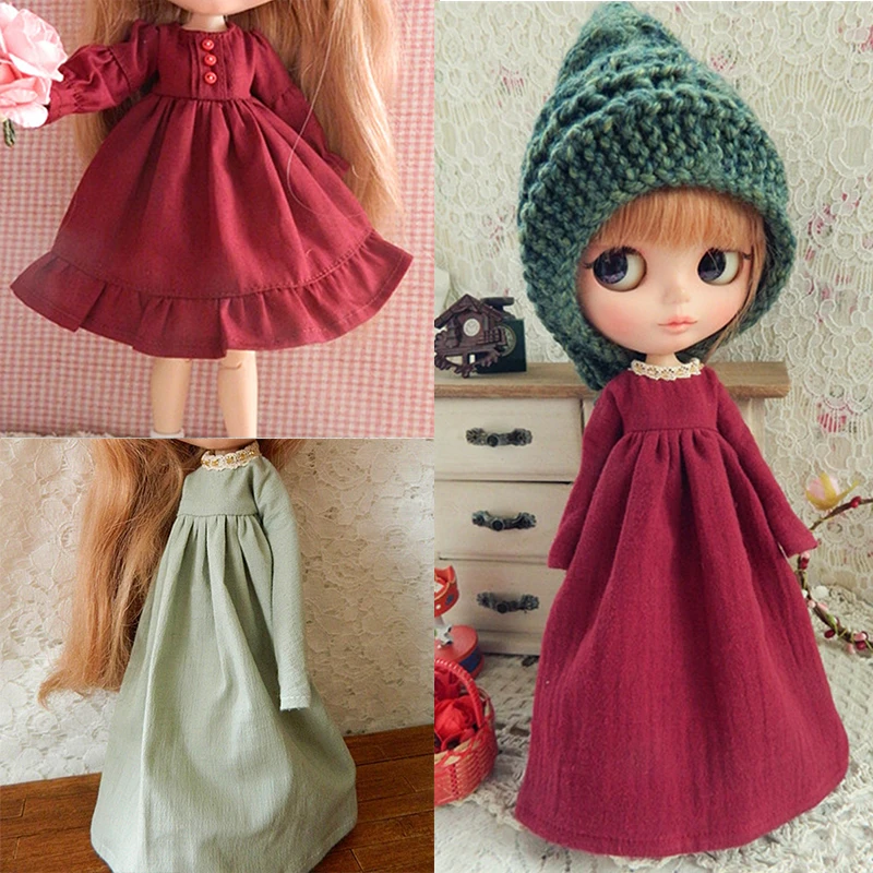 

New Blyth Doll clothing lace Dress Pajama Long T-shirt Vintage Princess skirt for Ymy Licca Azones Ob24 Ob27 Doll Accessories