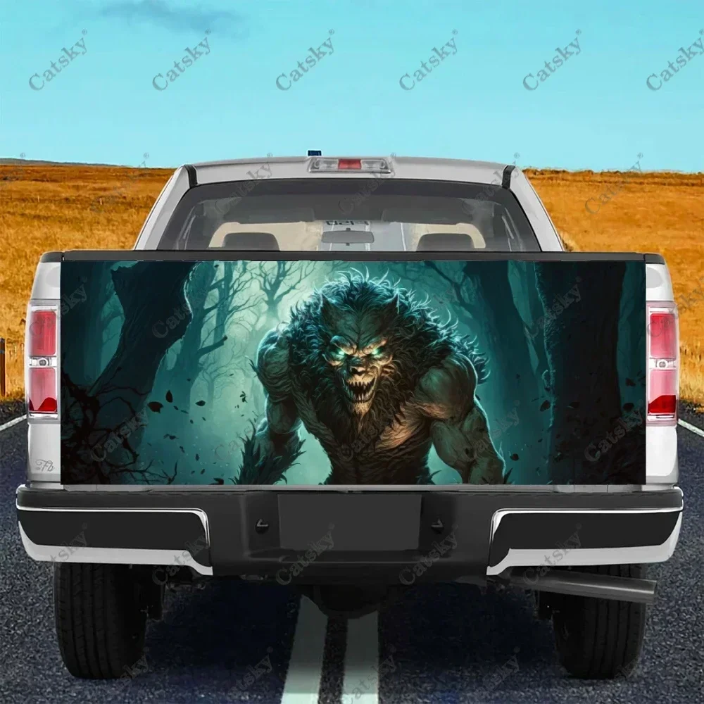 Night Fantasy Werewolve Truck Tailgate Wrap Professional Grade Material Universal Fit for Full Size Trucks Weatherproof