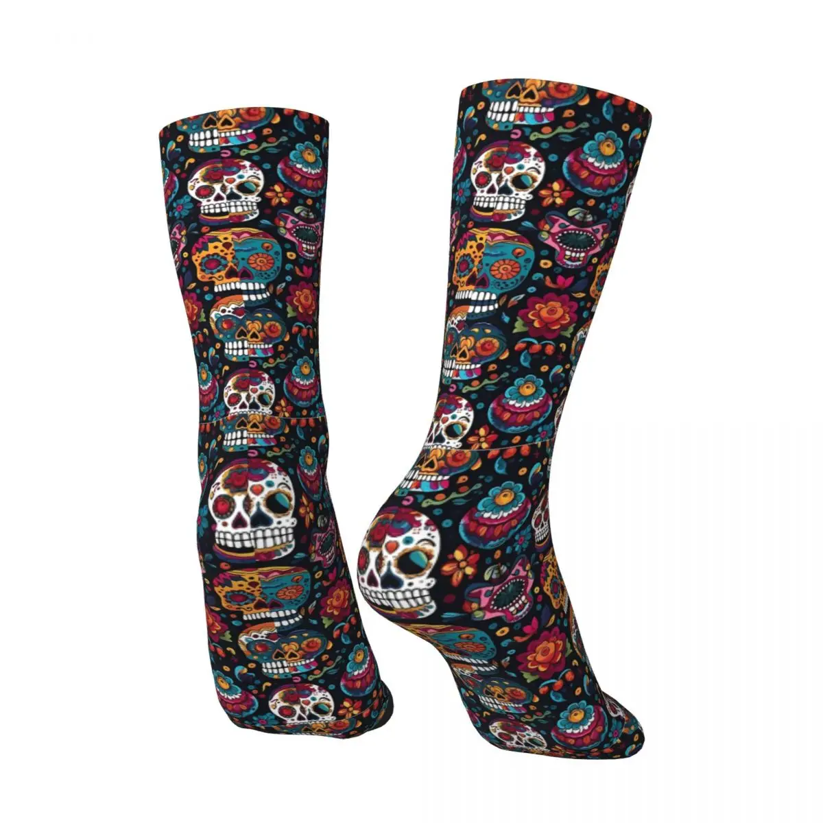Day Of The Dead Stockings Colorful Sugar Skull and Flower Patterns Festive Celebration Socks Spring Anti-Slip Socks Couple Socks