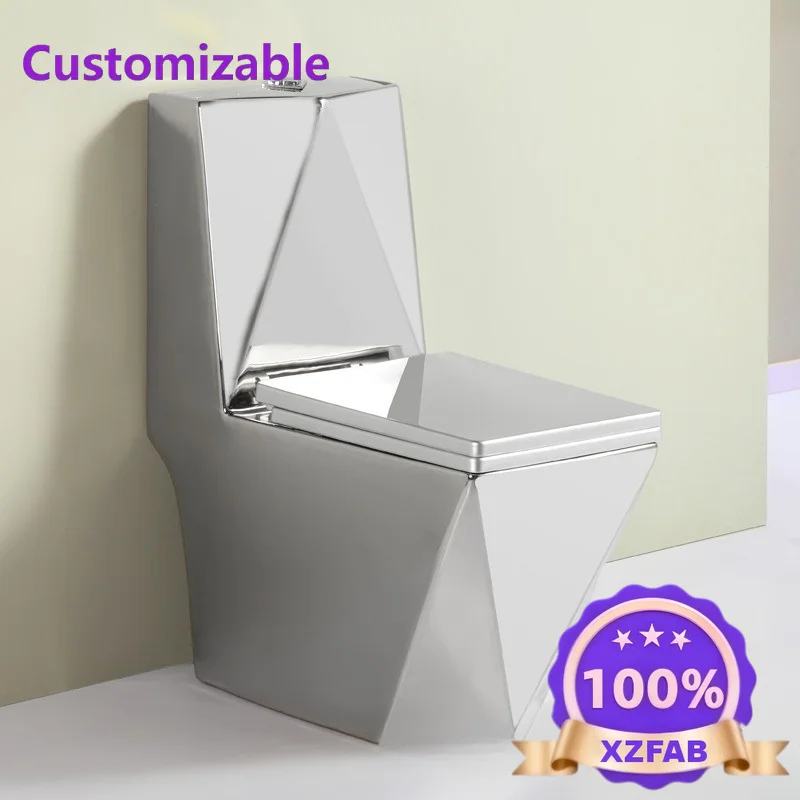 Factory Direct 2026 Electroplated silver bathroom toilet, ceramic color, gray toilet household hotel