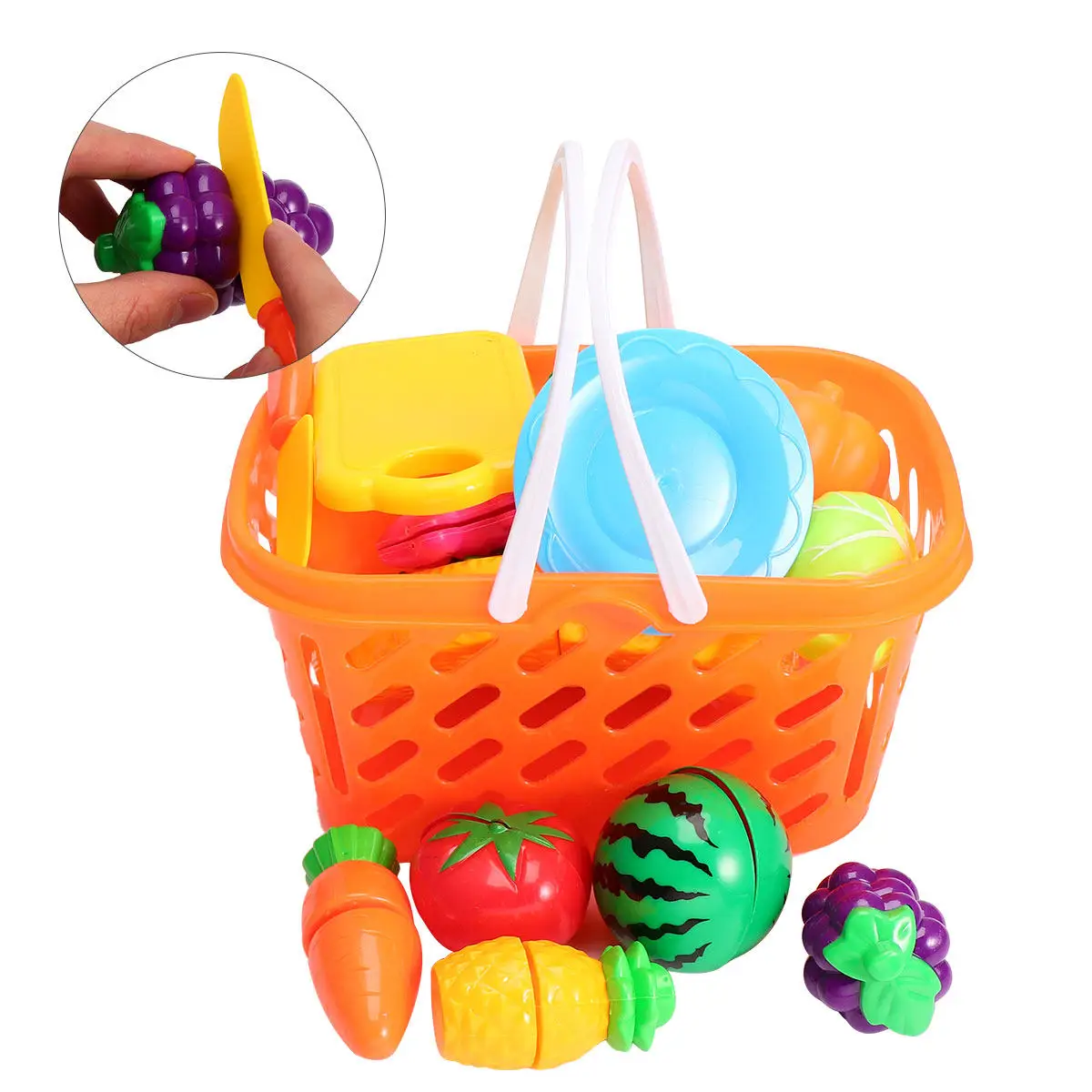 

1Set Cutting Food Play Set Durable Safe Eco-Friendly Plastic Various Colors Attract Kids Attention Improve Color Cognition