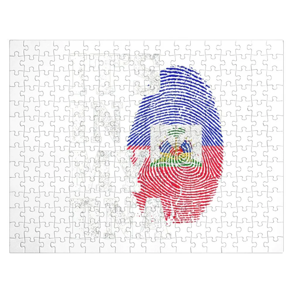

Haiti It's In My DNA Fingerprint Haitian Flag Pride Jigsaw Puzzle Personalized Gift Customized Picture Woodens For Adults Puzzle