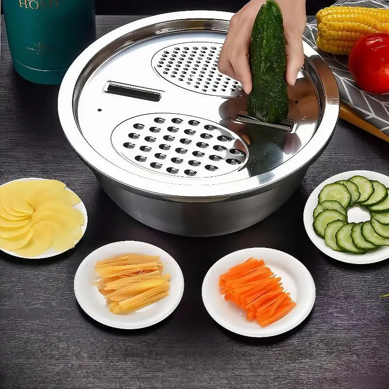 3 Pcs Stainless Steel Mixing Bowl Set Multifunctional Non-Slip Food Prep Bowls for Kitchen Salad Baking