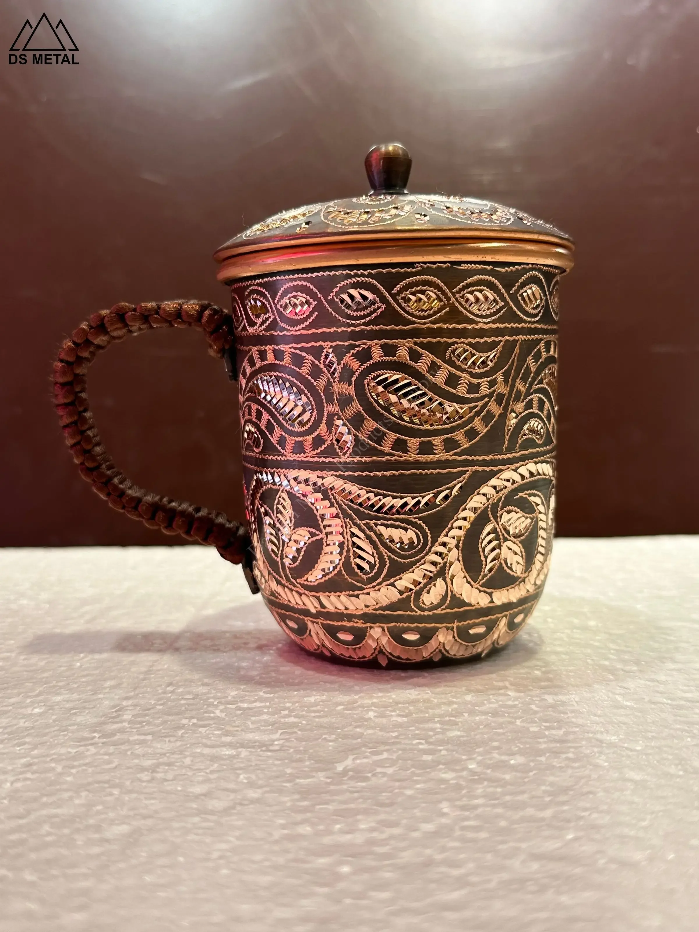 Manufacturer Custom 350ml Western Region Handmade Traditional Copper Mug/Cup/Teacup Crafts Ethnic/Vintage Carving/Engraving