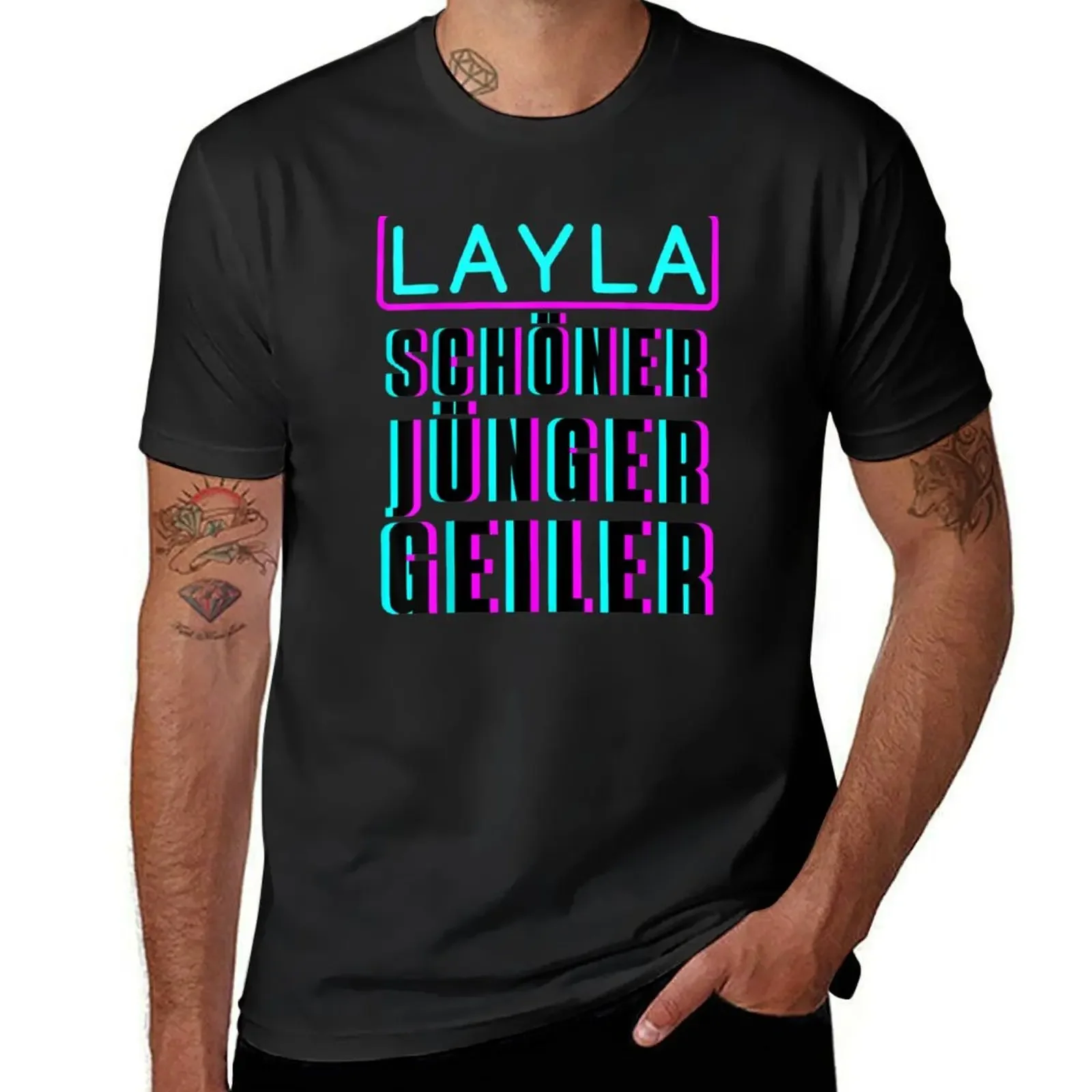 

Mallorca Layla Schner Jünger Geiler Bier Malle, Lustiger Malle Layla Spruch JGA Bier Party Urlaub T-Shirt