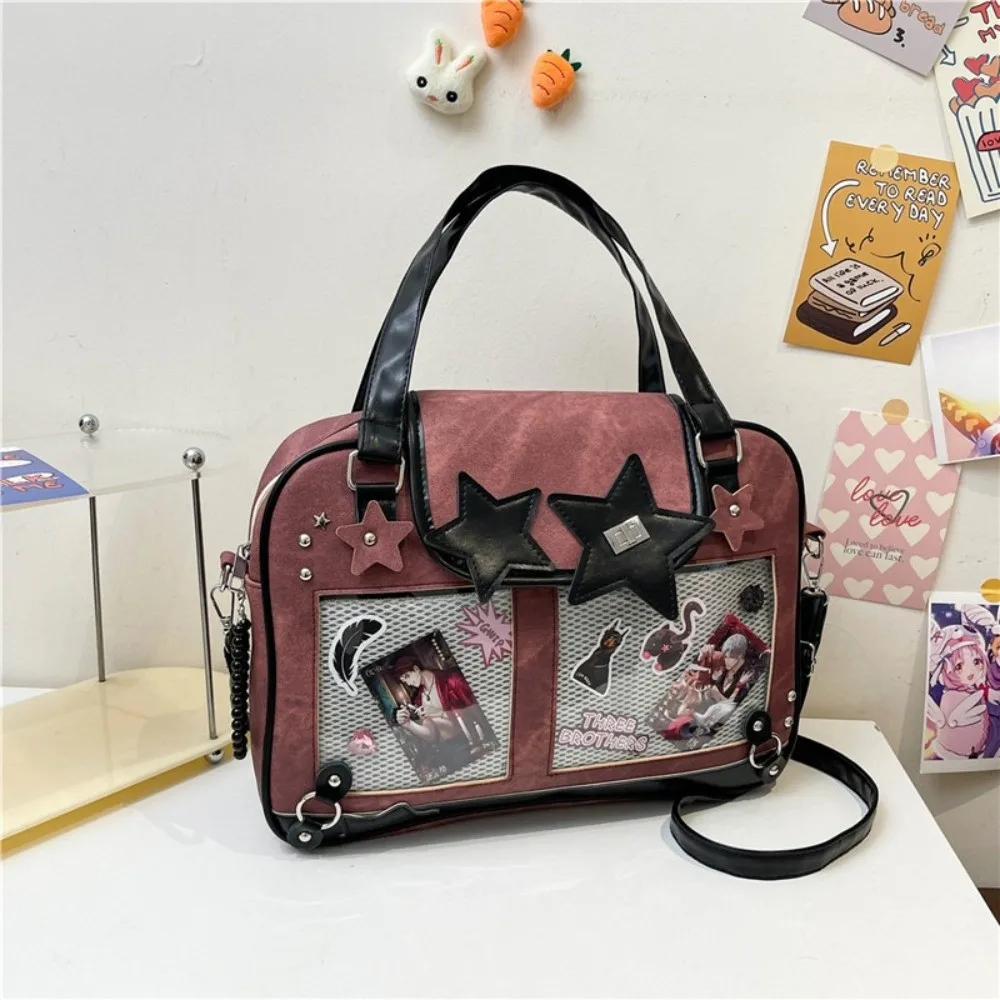

Trend Large Capacity Shoulder Bag Transparent Pocket Multifunctional Crossbody Bag Casual Handbag Lolita Girl