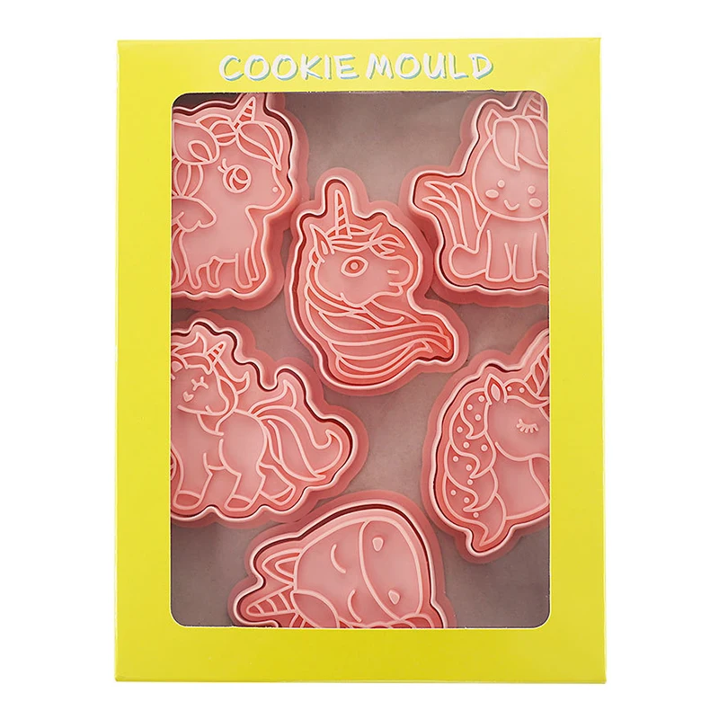 6pcs Unicorn Cookie Cutters Baking Biscuit Mold Diy Bakeware Kitchen Baking Pastry Tools Cake Mold Unicorn Party Favor Supplies