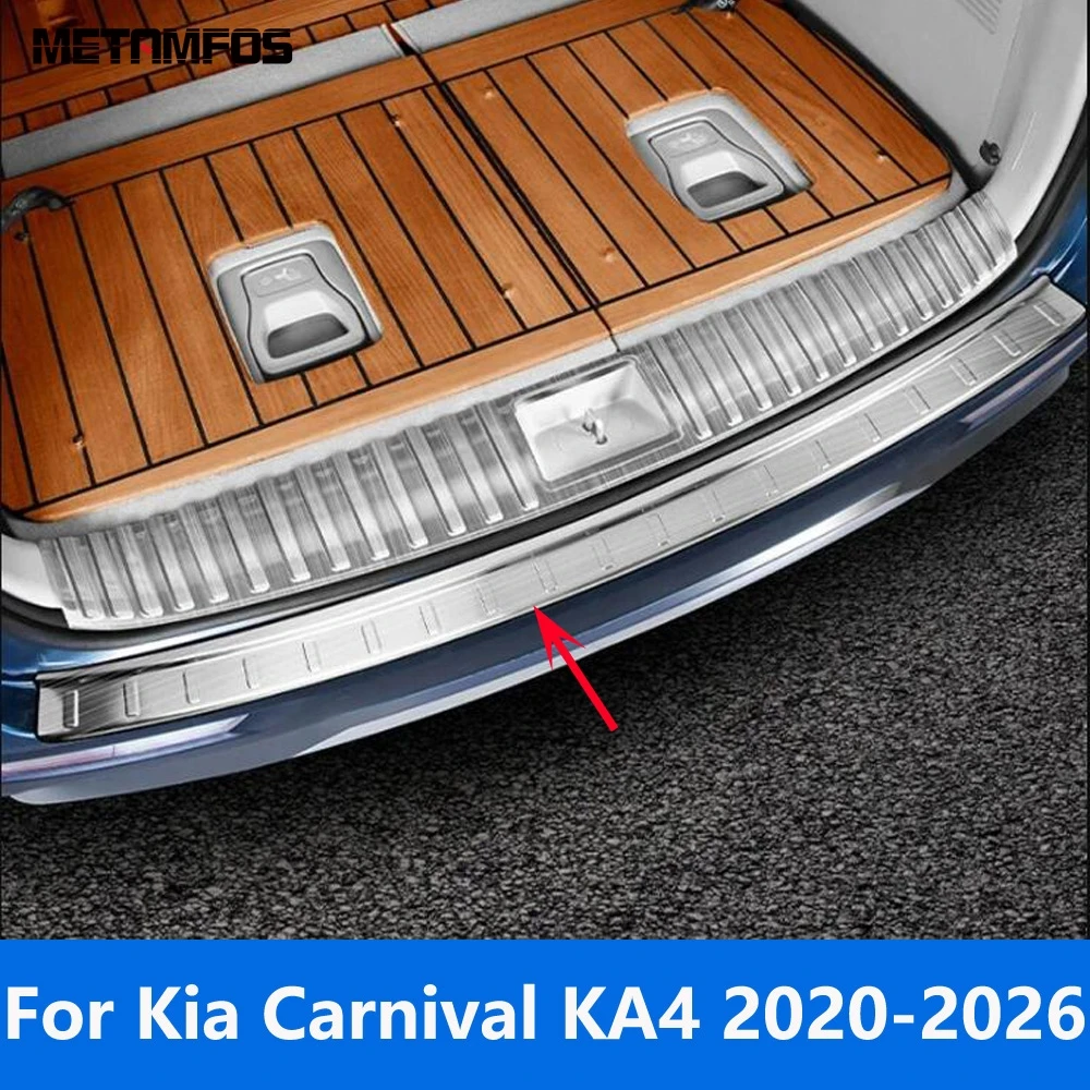 

For Kia Carnival KA4 2020-2025 2026 Outer Rear Trunk Bumper Foot Plate Tail Door Sill Scuff Guard Plate Accessories Car Styling