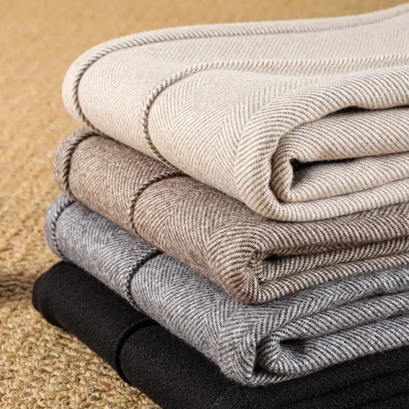 

S-3Xl Wool Thick Suit Pants Women Fall Winter High Waist Fleece Harem Pant Korean Elegant Slim Fit Warm Casual Pencil Trousers