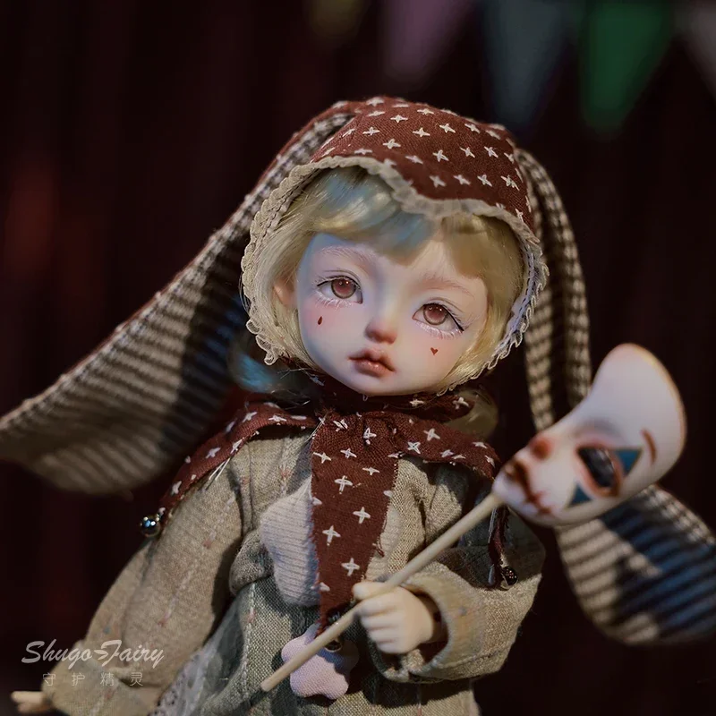 

Новая оригинальная 6-точечная кукла Bjd, Джокер, цельный цветной костюм клоуна, шапка с заячьими ушками, фигурка из смолы, оригинальная серия, подарок