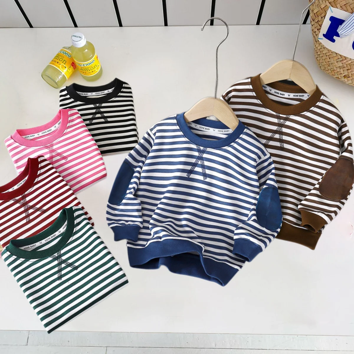 Autumn Boys Stripe T Shirt Soft Skin Friendly Loose O Neck Kids Long Sleeves Sweatshirt Korean Style 1-8Y Children Tops