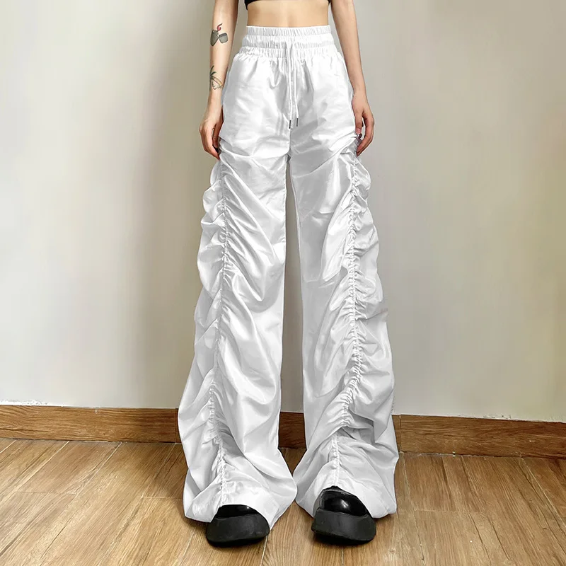 

European And American Style Summer Women S New Fashion Streetwear High Waist Lifting Buttocks Pleated Loose Tie Waist Casual
