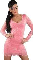 Lady Fashion Long Sleeve Women Lace Short Sexy Mini Dress