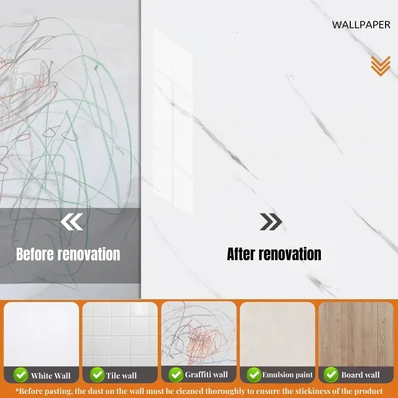 1 لفة من ورق الحائط المصنوع من الرخام الصناعي، ورق جدران سميك قابل للتقشير واللصق، ورق اتصال لامع، ملصقات جدار لديكور المنزل في الحمام #5