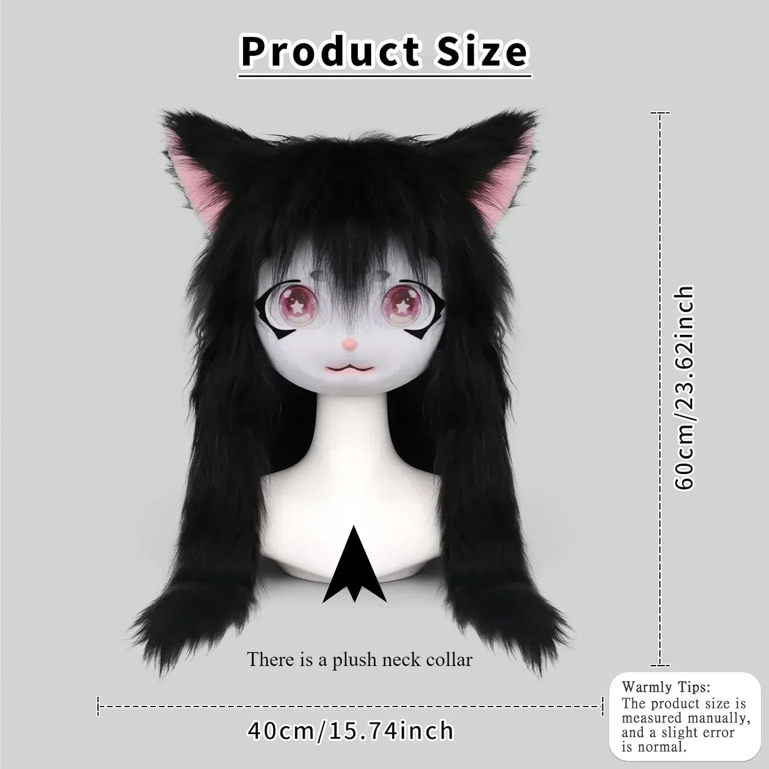 귀여운 헤드셋 모피 키그 코스프레 마스크 발 머리 기본 Comiket 모피 Fursuit Kigurumi 동물 고양이 토끼 인형 야수 의상 어린이 선물