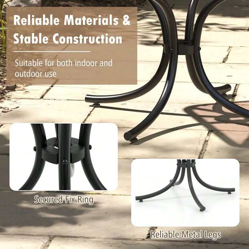 Mesa de pátio com tampo de vidro temperado, mesa lateral externa de 20" com serviço pesado