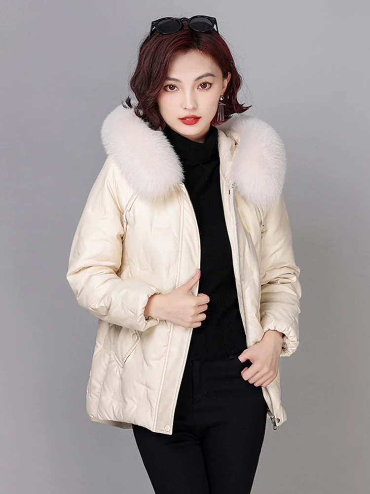   เสื้อโค้ทขนสัตว์แท้หนังแกะสำหรับผู้หญิง รุ่นใหม่ ฤดูหนาว สไตล์ลำลอง มีซิป