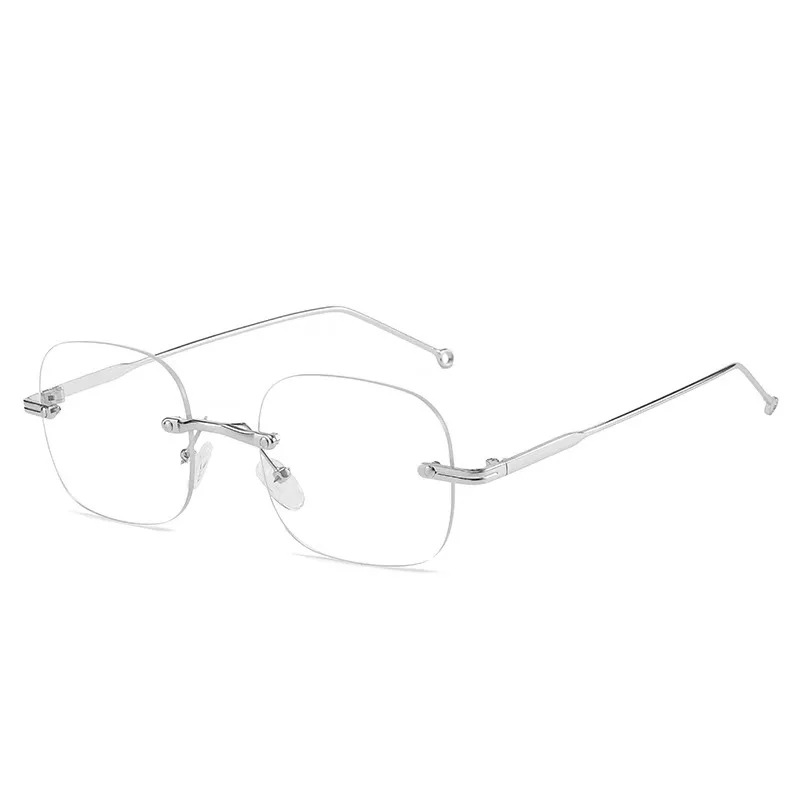 Men and women business-style anti-blue light glasses, frameless square decorative glasses