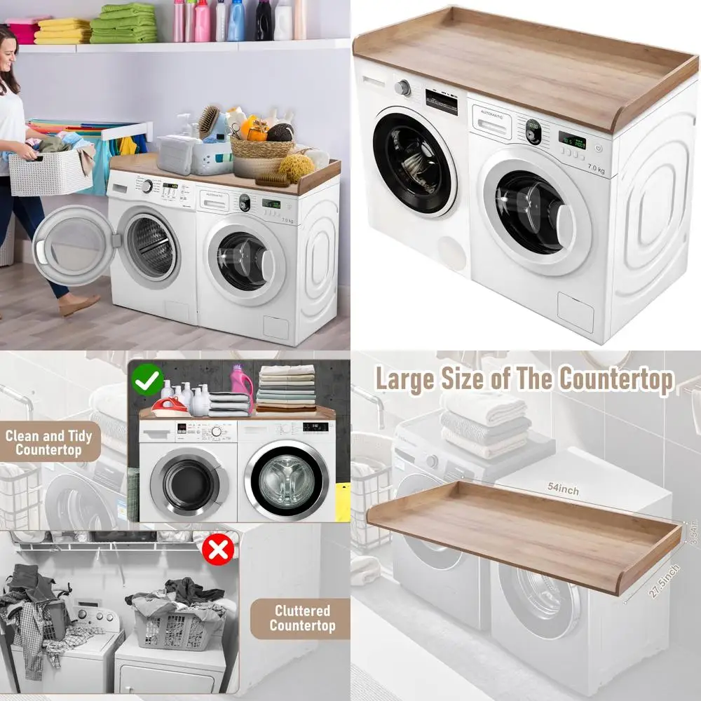 

Деревянная столешница для прачечной с нескользящей подушечкой и направляющими для кромок, 54 x 27,5 для хранения и организации