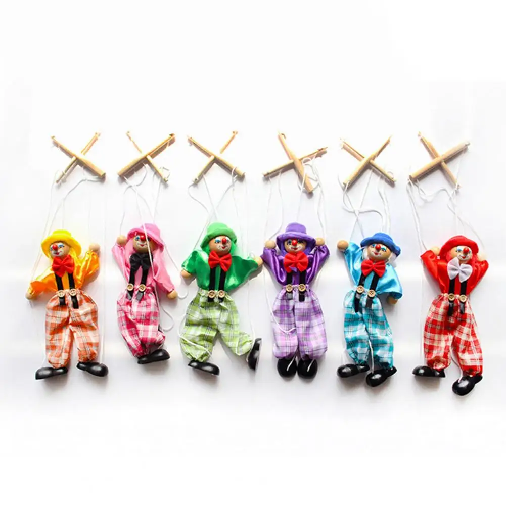 Children Puppet Toy Pirate Marionette Clown Puppet Toy for Kids Wooden Pull Rope Doll for Boys Girls Birthday Christmas Gifts