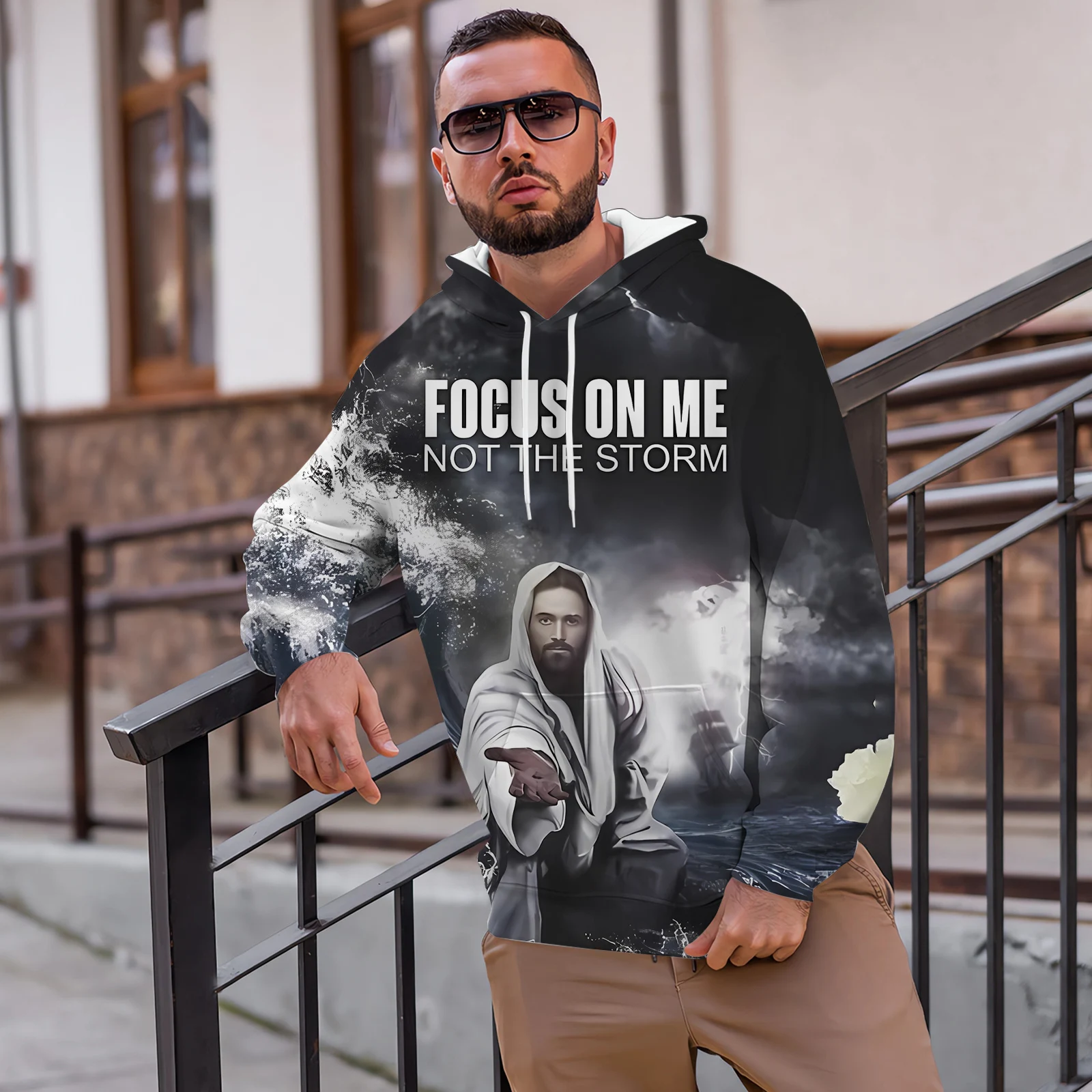 

Christ Fans Hoodies Focus on Me Not The Strom 3d Printed Sweatshirt Zip Coat Fashion Sportwear Christian Believers Gifts