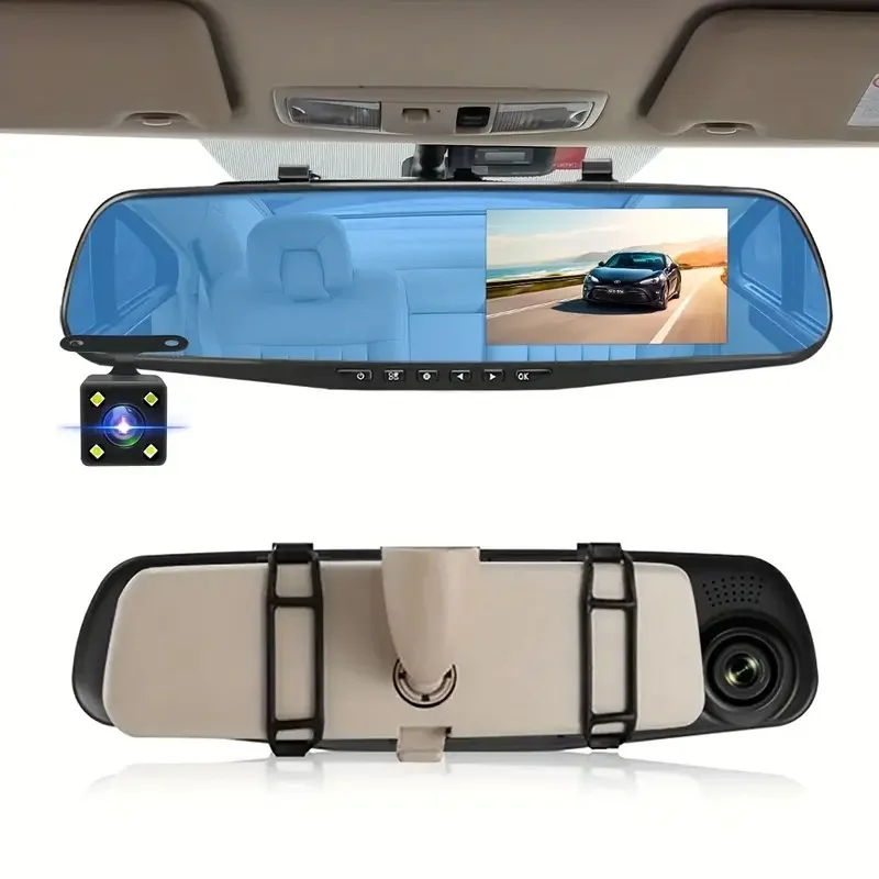 

Зеркальный видеорегистратор FHD с двумя камерами: передняя и задняя, ночное видеозапись