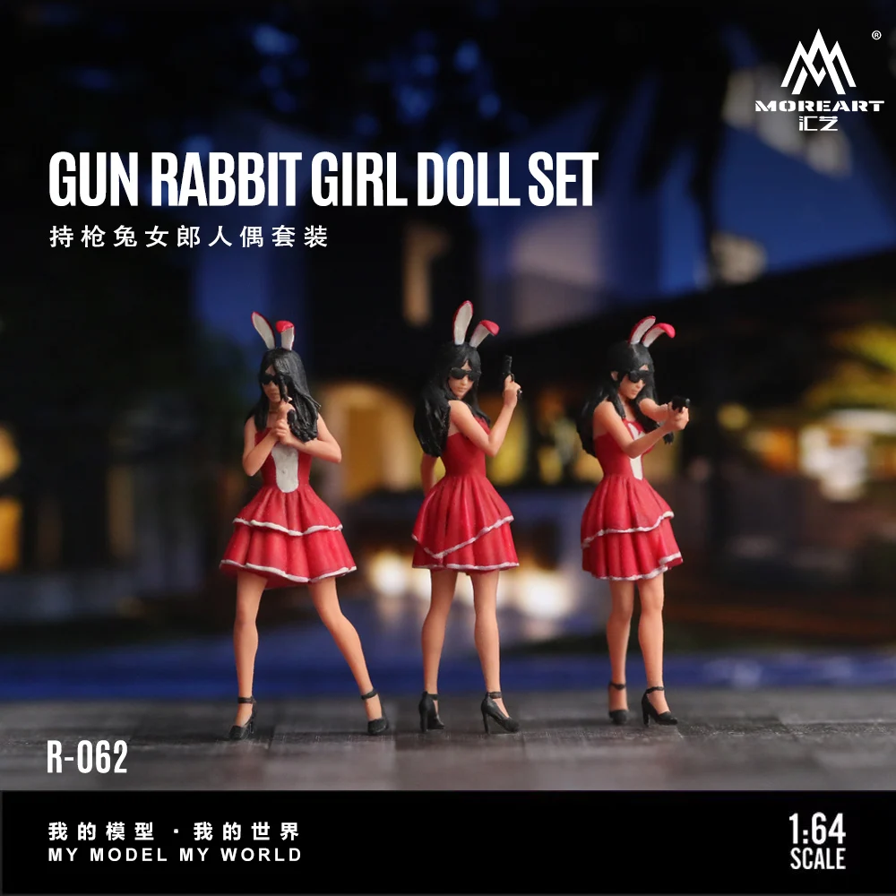 

More Art 1:64 Модель кролика для девочек, набор кукол с пистолетом, украшение из смолы, фигурка, модель для подарка, дисплея и коллекции