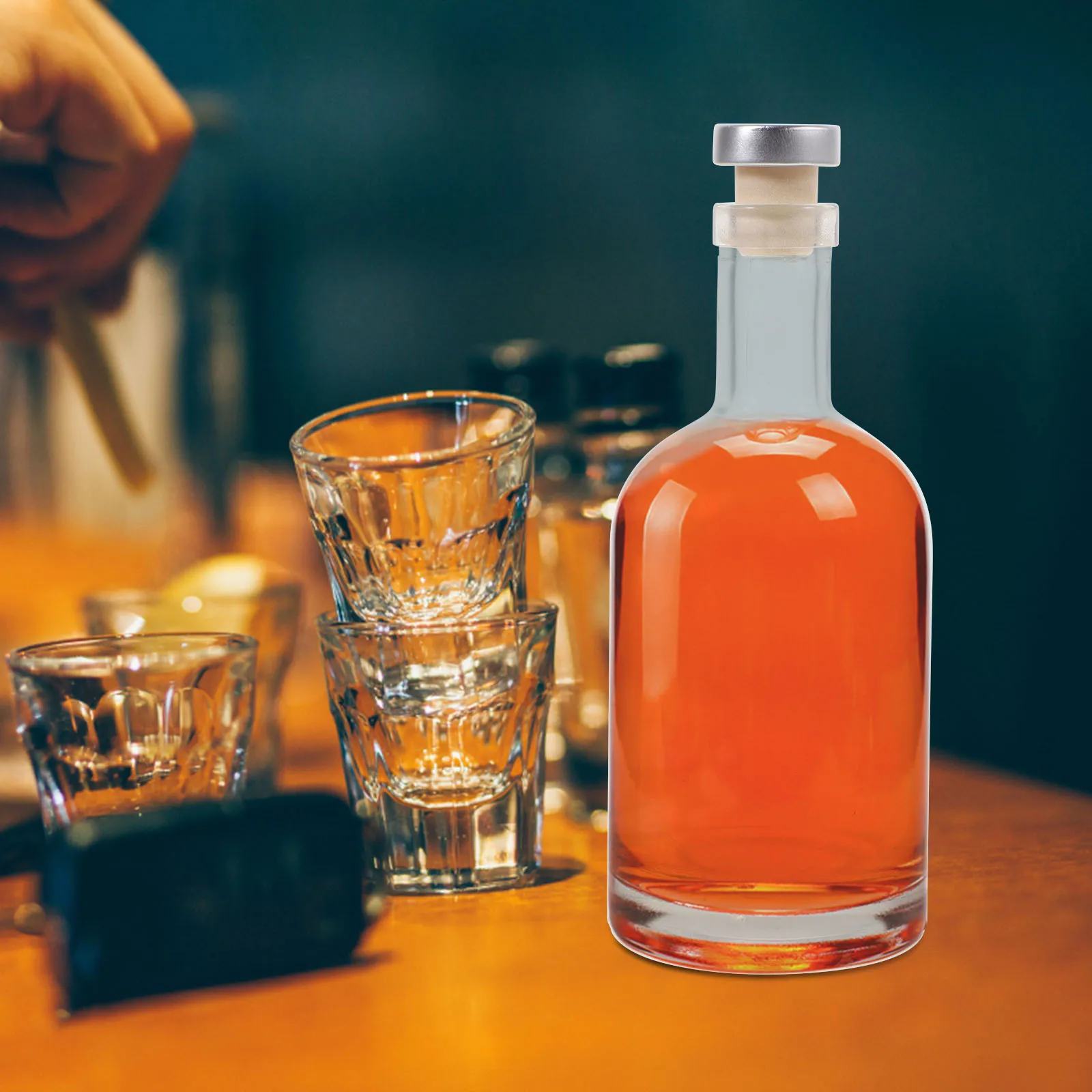 

2Pcs Thick Bottom Glass Wine Bottle Large Capacity Vodka Liquor Whiskey Bottle Sturdy Screw Texture Base Easy Pour Clean