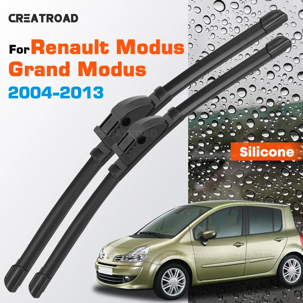 

Silicone Wiper Blades Fit For Renault Modus Grand Modus 2004-2013 Coated Silent HD Wear-Resistant Car Windshield Wipers 28"+26"