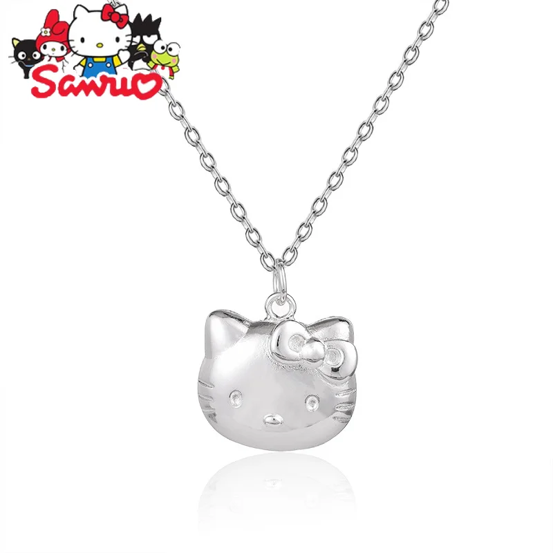 

1Pc Sanrio Hello Kitty Copper Silver-plated Necklace Women's Pendant Opened To Put Photos Women Jewelry Sets Girl Child Gifts